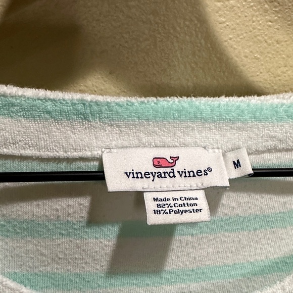 Vineyard Vines Medium Light Green Striped Terry Cloth Swim Cover Up Shirt - Picture 2 of 6